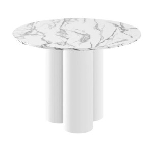 Stół Okrągły RAVEO | Marble White HG + Biały HG